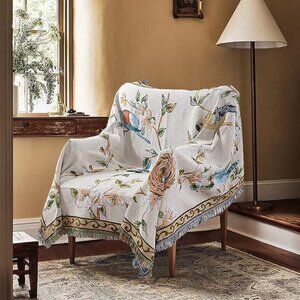 Flowers birds tapestry blanket 50"x70"